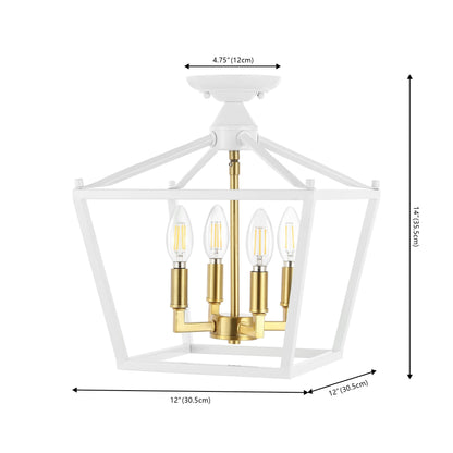 Milton Mini-Laterne, 4-flammig, Eisen, modernes Bauernhaus, LED-Deckenleuchte, von JONATHAN Y