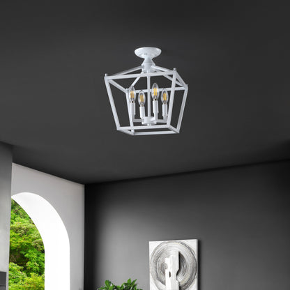 Milton Mini-Laterne, 4-flammig, Eisen, modernes Bauernhaus, LED-Deckenleuchte, von JONATHAN Y
