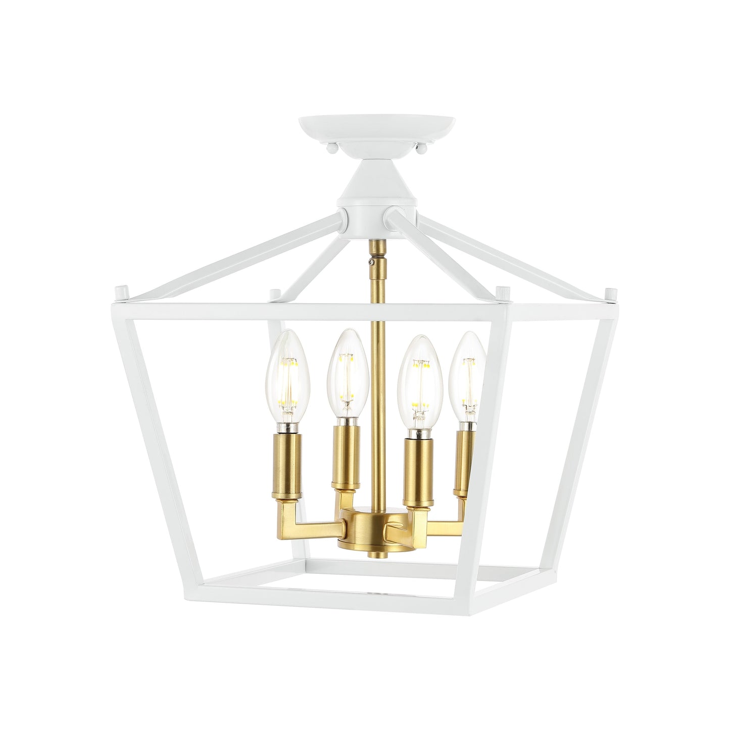 Milton Mini-Laterne, 4-flammig, Eisen, modernes Bauernhaus, LED-Deckenleuchte, von JONATHAN Y
