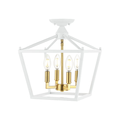Milton Mini-Laterne, 4-flammig, Eisen, modernes Bauernhaus, LED-Deckenleuchte, von JONATHAN Y
