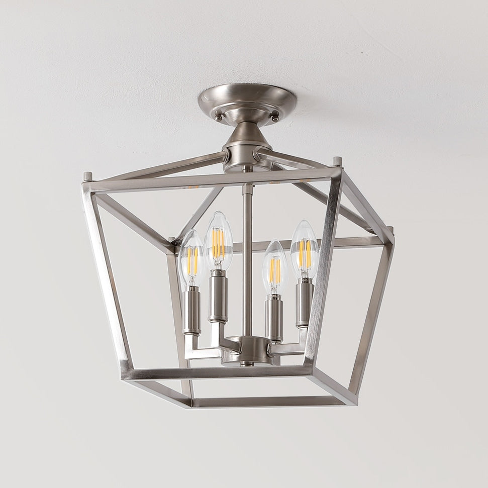 Milton Mini-Laterne, 4-flammig, Eisen, modernes Bauernhaus, LED-Deckenleuchte, von JONATHAN Y