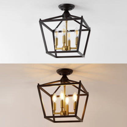 Milton Mini-Laterne, 4-flammig, Eisen, modernes Bauernhaus, LED-Deckenleuchte, von JONATHAN Y