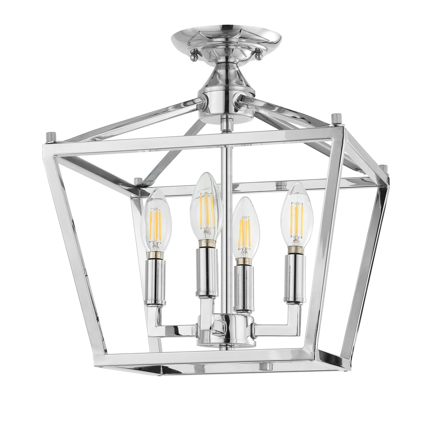 Milton Mini-Laterne, 4-flammig, Eisen, modernes Bauernhaus, LED-Deckenleuchte, von JONATHAN Y
