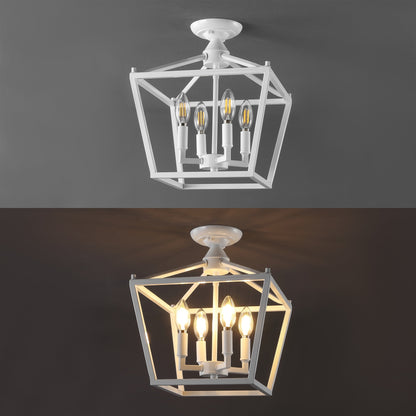 Milton Mini-Laterne, 4-flammig, Eisen, modernes Bauernhaus, LED-Deckenleuchte, von JONATHAN Y