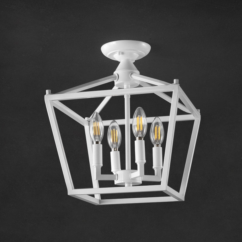 Milton Mini-Laterne, 4-flammig, Eisen, modernes Bauernhaus, LED-Deckenleuchte, von JONATHAN Y