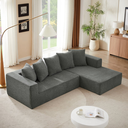 Minimalist Chenille L-Shaped Modular Sectional Sofa Set Fabric Cloud Couch for Living Room