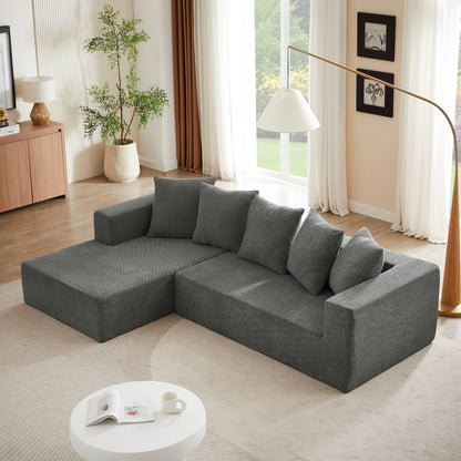 Minimalist Chenille L-Shaped Modular Sectional Sofa Set Fabric Cloud Couch for Living Room
