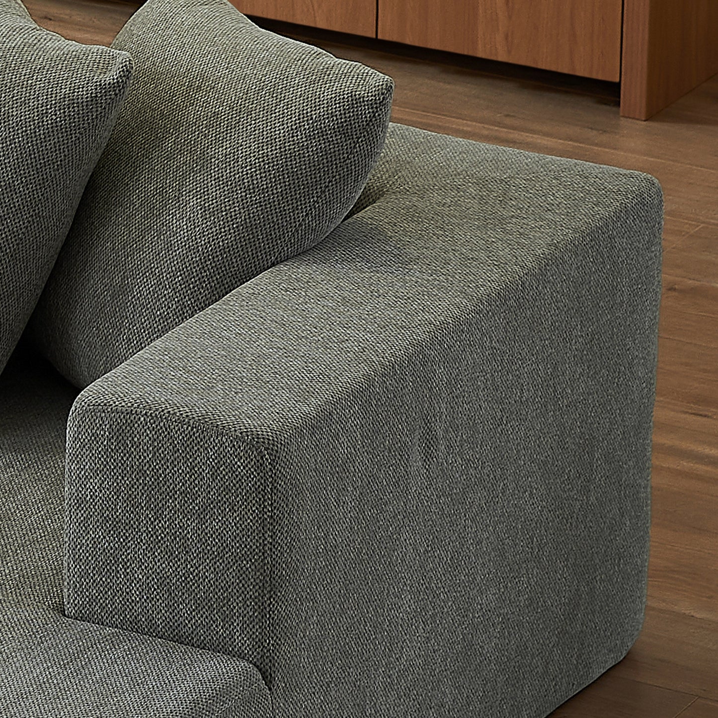 Minimalist Chenille L-Shaped Modular Sectional Sofa Set Fabric Cloud Couch for Living Room