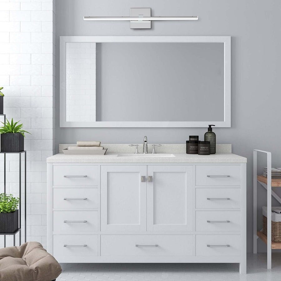 Minimalistische, dimmbare lineare LED-Waschtischleuchte aus Chrom
