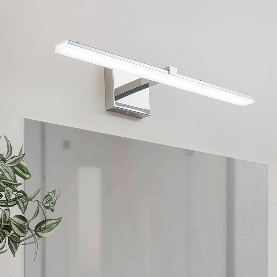 Minimalistische, dimmbare lineare LED-Waschtischleuchte aus Chrom