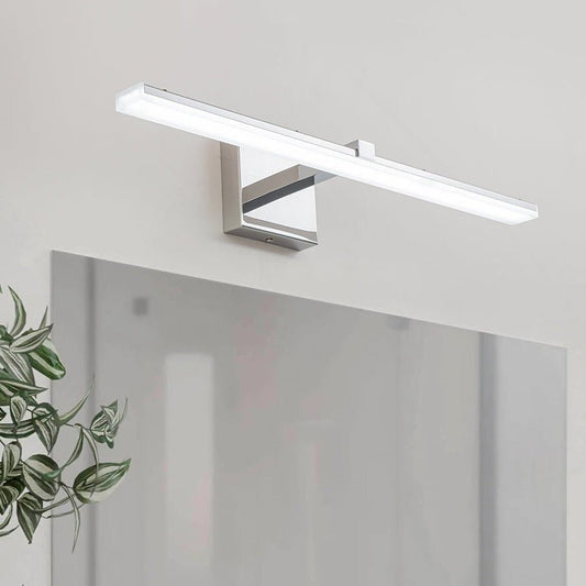 Minimalistische, dimmbare lineare LED-Waschtischleuchte aus Chrom