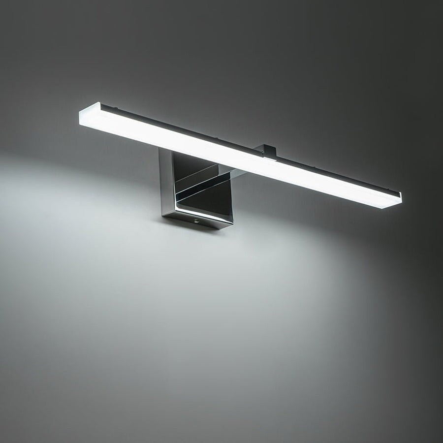 Minimalistische, dimmbare lineare LED-Waschtischleuchte aus Chrom