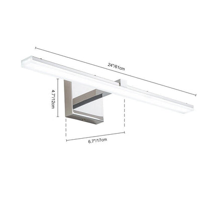 Minimalistische, dimmbare lineare LED-Waschtischleuchte aus Chrom