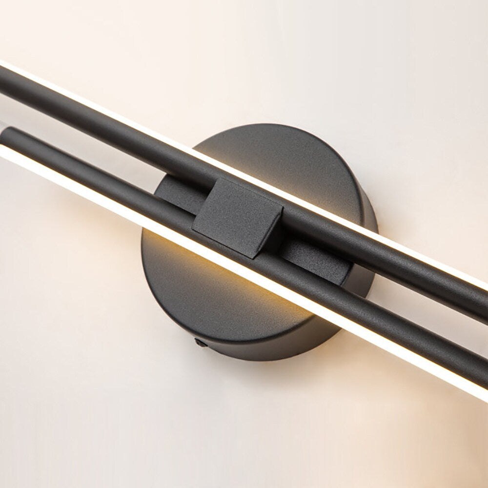 Minimalistische 2-flammige dimmbare LED-Waschtischleuchte, lineare Metall-Wandleuchte