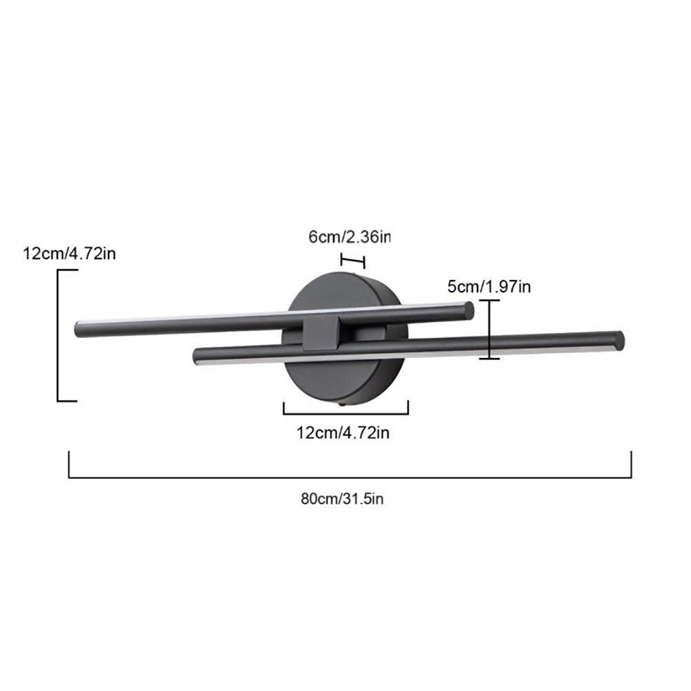 Minimalistische 2-flammige dimmbare LED-Waschtischleuchte, lineare Metall-Wandleuchte