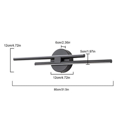 Minimalistische 2-flammige dimmbare LED-Waschtischleuchte, lineare Metall-Wandleuchte
