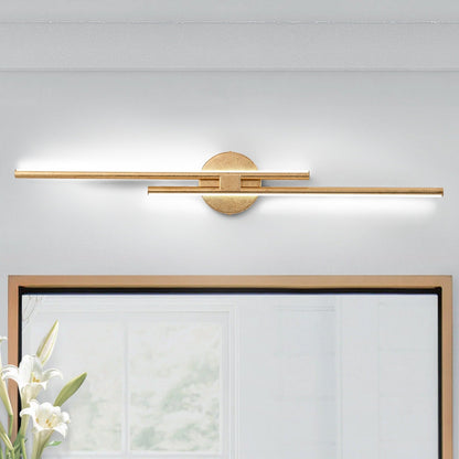 Minimalistische 2-flammige dimmbare LED-Waschtischleuchte, lineare Metall-Wandleuchte