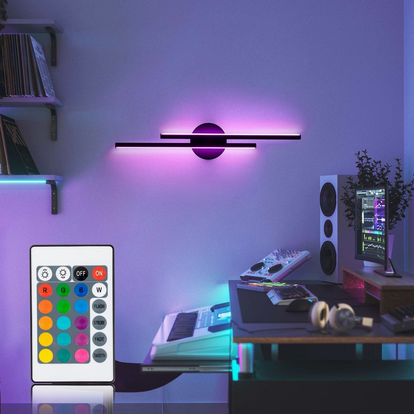 Minimalistische 2-flammige dimmbare LED-Waschtischleuchte, lineare Metall-Wandleuchte