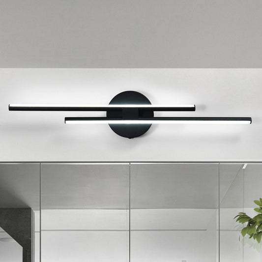 Minimalistische 2-flammige dimmbare LED-Waschtischleuchte, lineare Metall-Wandleuchte