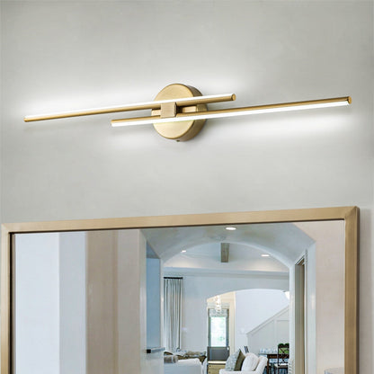 Minimalistische 2-flammige dimmbare LED-Waschtischleuchte, lineare Metall-Wandleuchte
