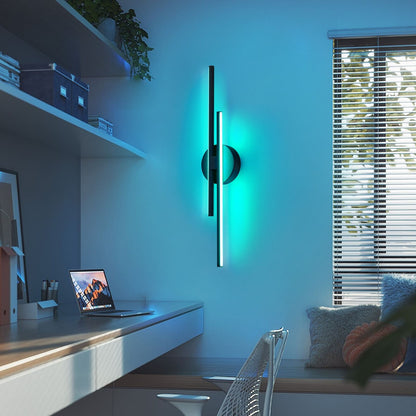 Minimalistische 2-flammige dimmbare LED-Waschtischleuchte, lineare Metall-Wandleuchte