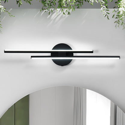 Minimalistische 2-flammige dimmbare LED-Waschtischleuchte, lineare Metall-Wandleuchte