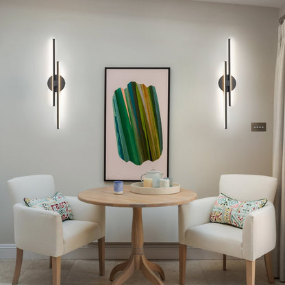 Minimalistische 2-flammige dimmbare LED-Waschtischleuchte, lineare Metall-Wandleuchte