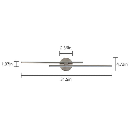 Minimalistische 2-flammige dimmbare LED-Waschtischleuchte, lineare Metall-Wandleuchte