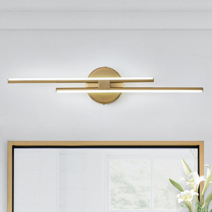 Minimalistische 2-flammige dimmbare LED-Waschtischleuchte, lineare Metall-Wandleuchte