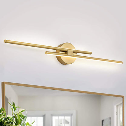 Minimalistische 2-flammige dimmbare LED-Waschtischleuchte, lineare Metall-Wandleuchte