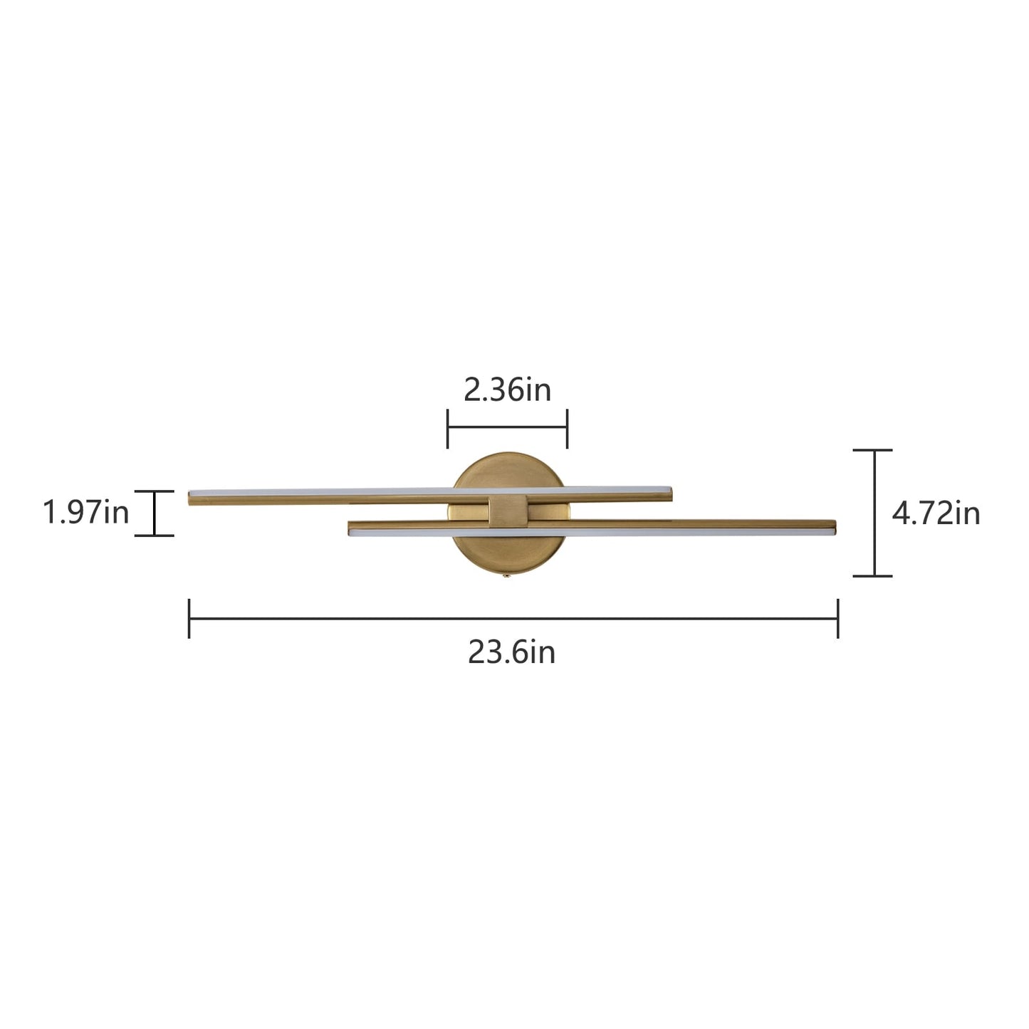 Minimalistische 2-flammige dimmbare LED-Waschtischleuchte, lineare Metall-Wandleuchte