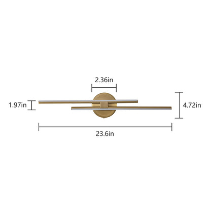 Minimalistische 2-flammige dimmbare LED-Waschtischleuchte, lineare Metall-Wandleuchte