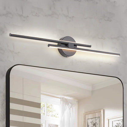 Minimalistische 2-flammige dimmbare LED-Waschtischleuchte, lineare Metall-Wandleuchte