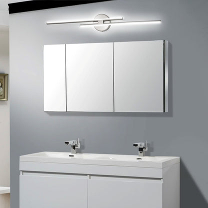 Minimalistische 2-flammige dimmbare LED-Waschtischleuchte, lineare Metall-Wandleuchte