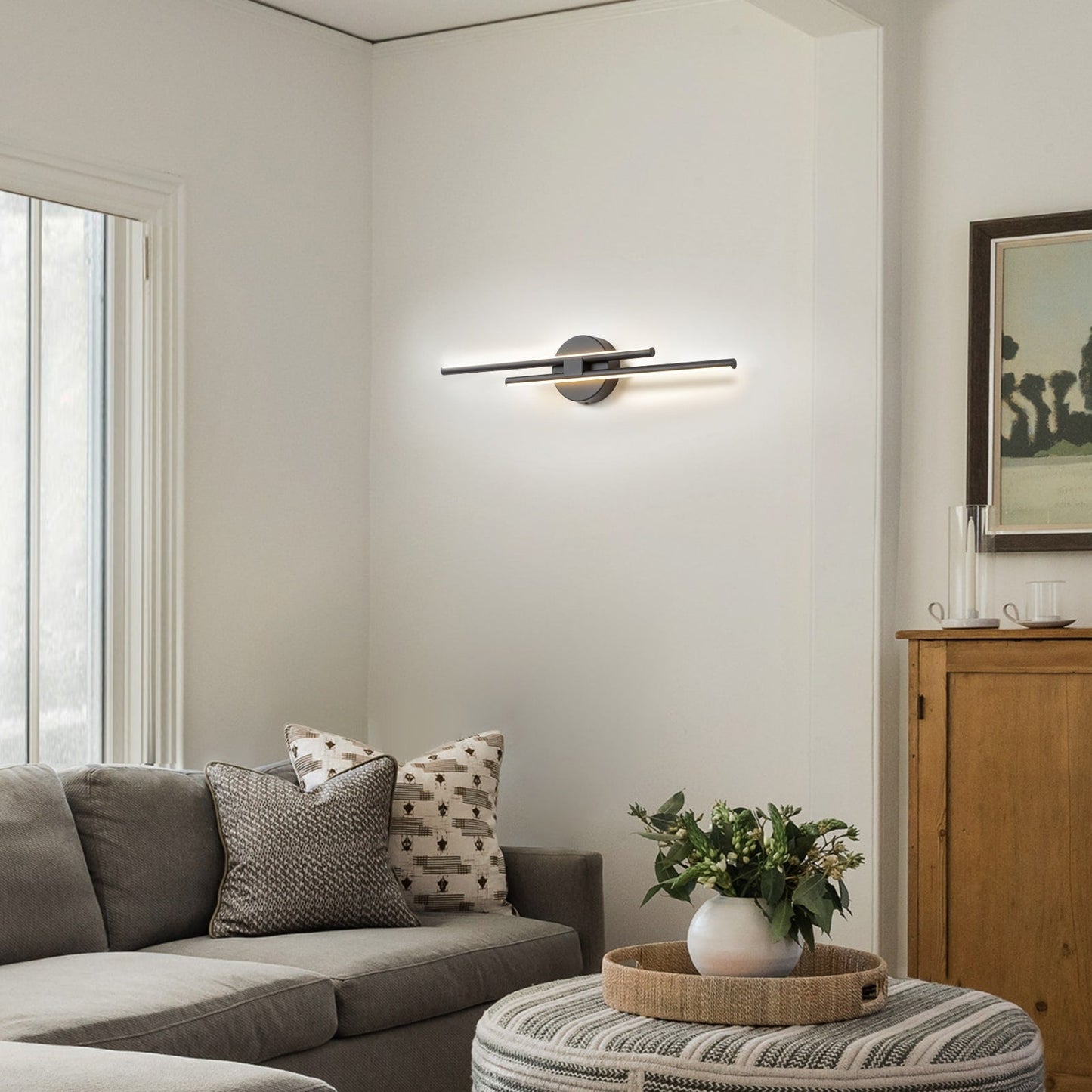 Minimalistische 2-flammige dimmbare LED-Waschtischleuchte, lineare Metall-Wandleuchte