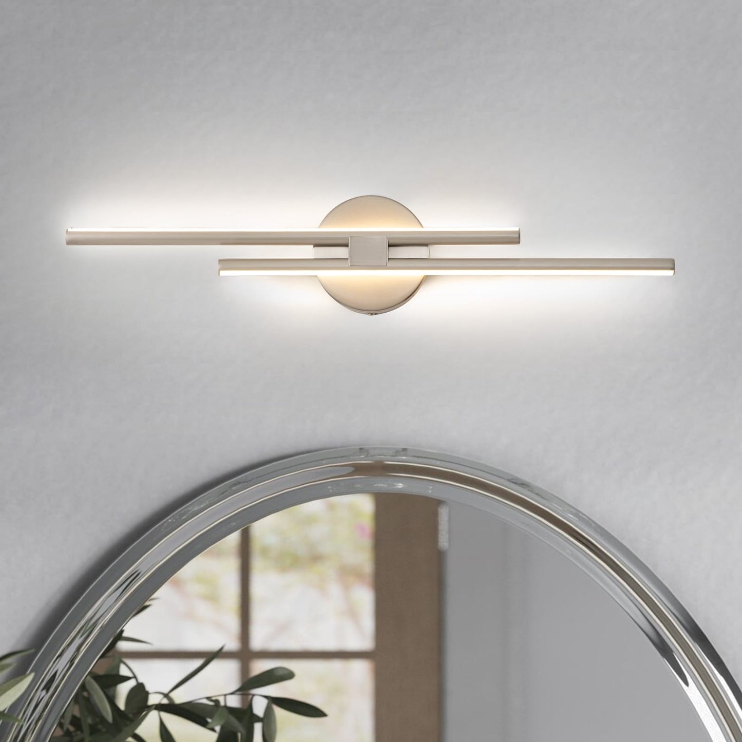 Minimalistische 2-flammige dimmbare LED-Waschtischleuchte, lineare Metall-Wandleuchte