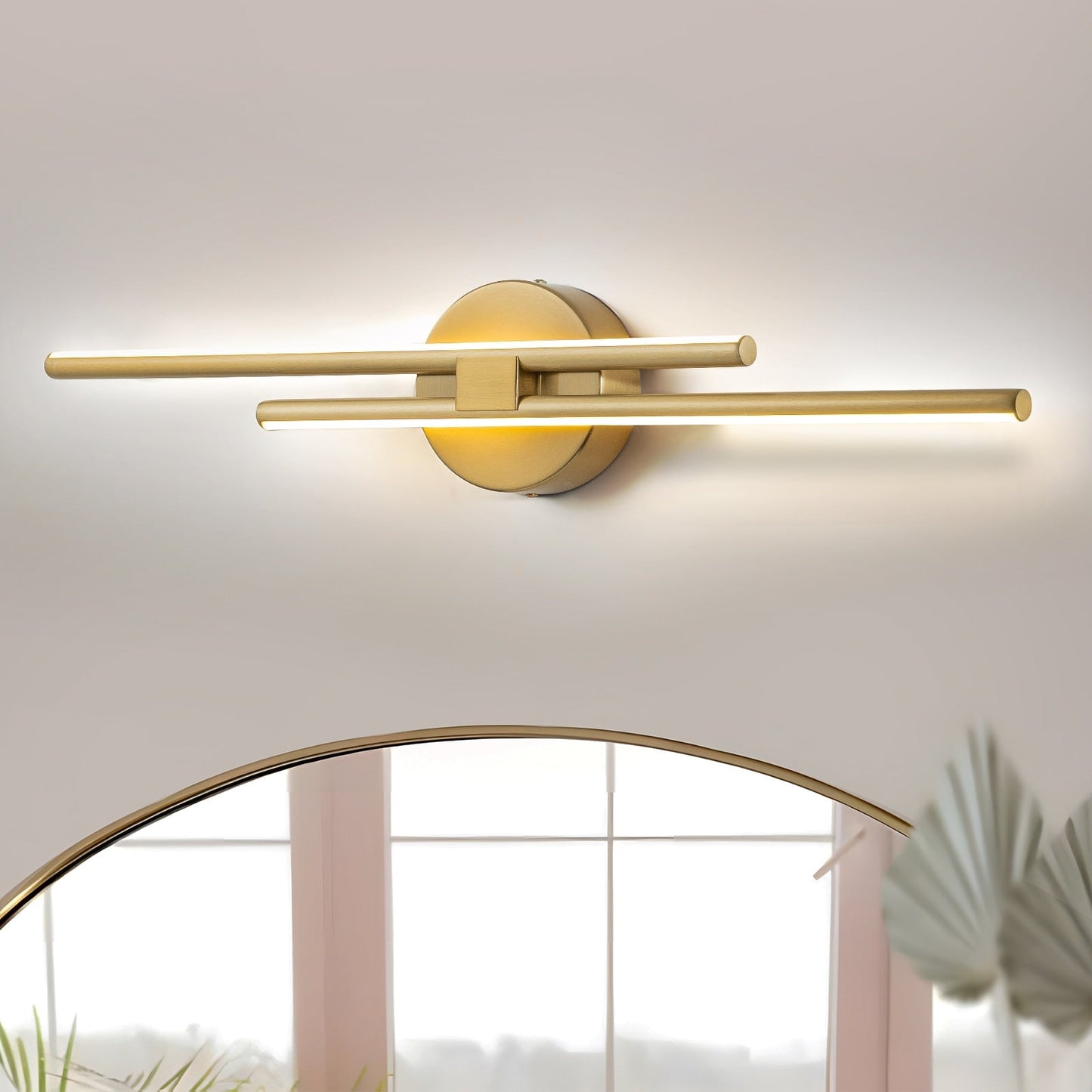 Minimalistische 2-flammige dimmbare LED-Waschtischleuchte, lineare Metall-Wandleuchte
