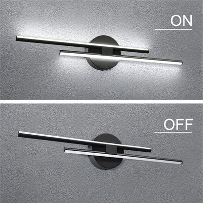Minimalistische 2-flammige dimmbare LED-Waschtischleuchte, lineare Metall-Wandleuchte