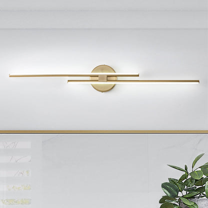 Minimalistische 2-flammige dimmbare LED-Waschtischleuchte, lineare Metall-Wandleuchte
