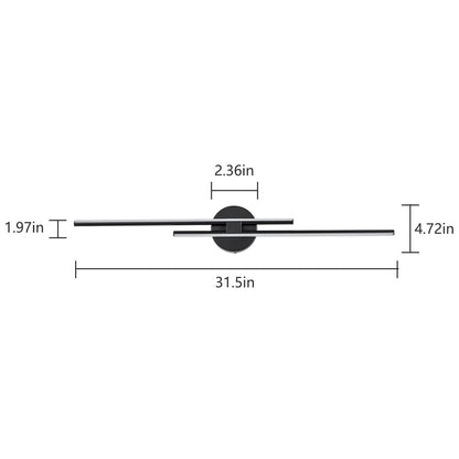 Minimalistische 2-flammige dimmbare LED-Waschtischleuchte, lineare Metall-Wandleuchte