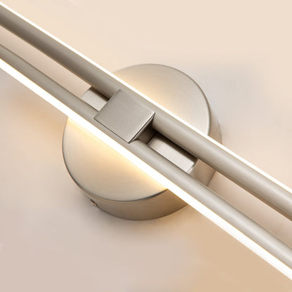 Minimalistische 2-flammige dimmbare LED-Waschtischleuchte, lineare Metall-Wandleuchte