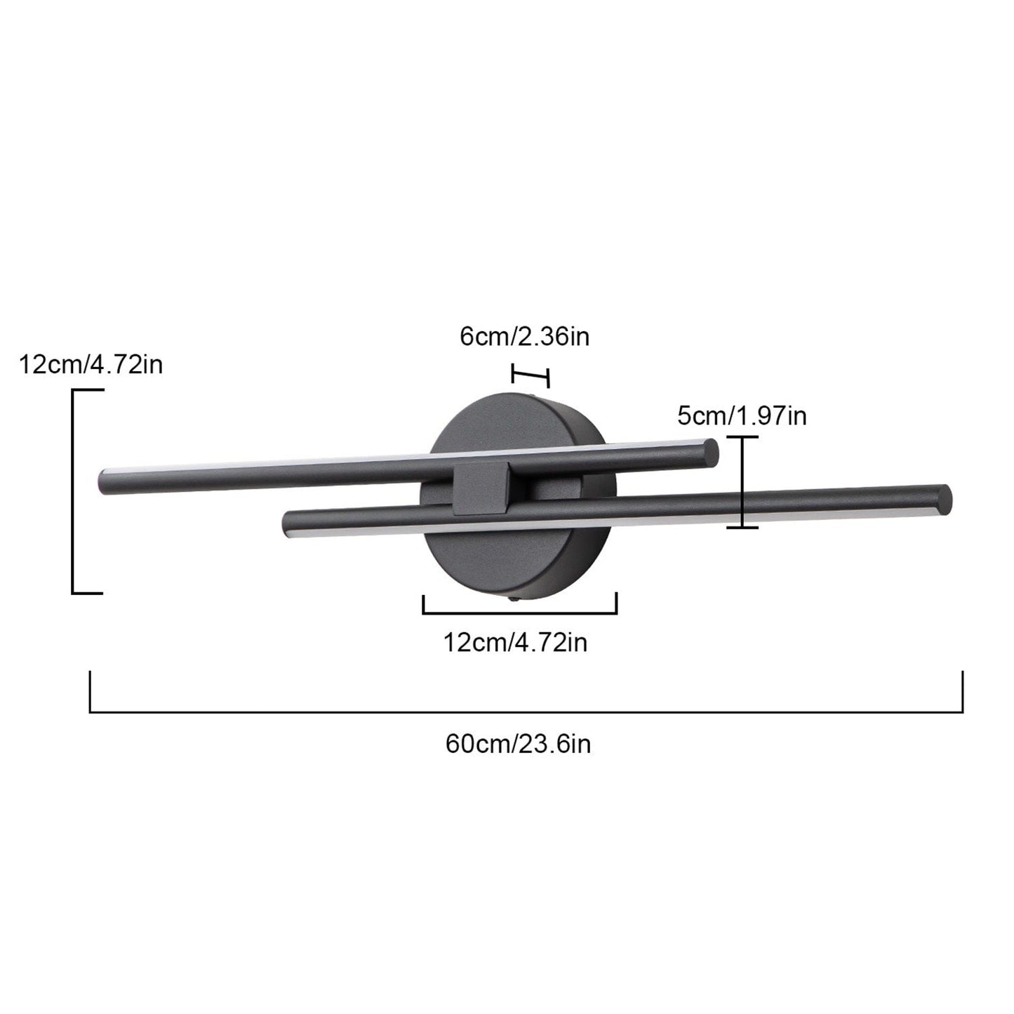 Minimalistische 2-flammige dimmbare LED-Waschtischleuchte, lineare Metall-Wandleuchte