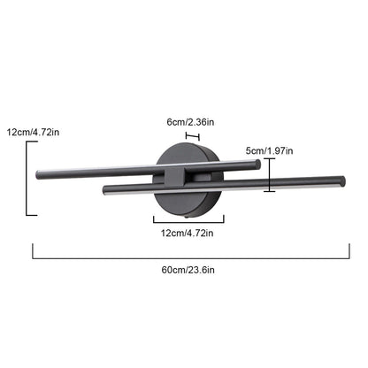 Minimalistische 2-flammige dimmbare LED-Waschtischleuchte, lineare Metall-Wandleuchte