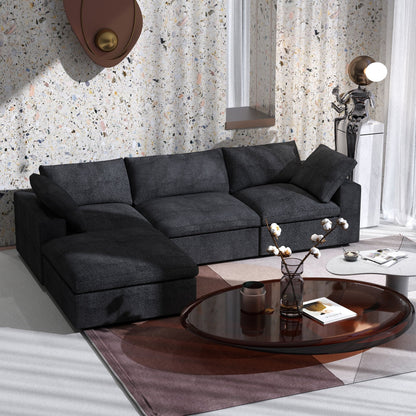 Minimalist Modern Upholstered Sofa Down Filled Sectional Modular Couch Cloud Sofa.