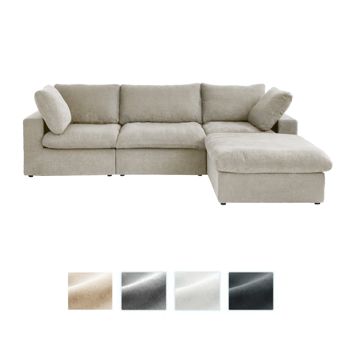 Minimalist Modern Upholstered Sofa Down Filled Sectional Modular Couch Cloud Sofa.