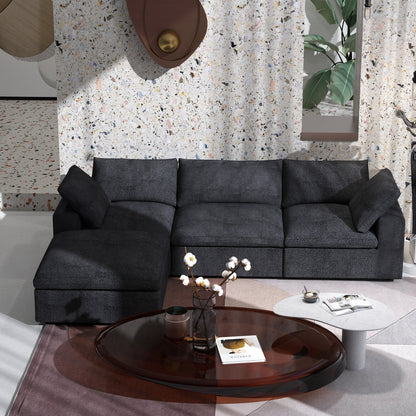 Minimalist Modern Upholstered Sofa Down Filled Sectional Modular Couch Cloud Sofa.