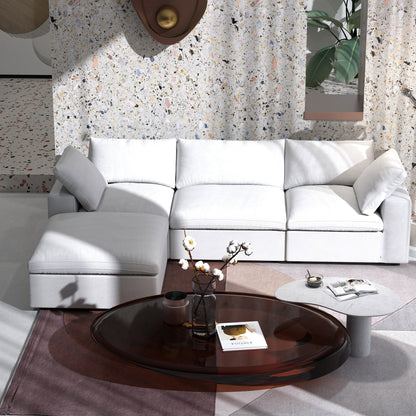 Minimalist Modern Upholstered Sofa Down Filled Sectional Modular Couch Cloud Sofa.