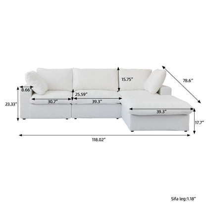 Minimalist Modern Upholstered Sofa Down Filled Sectional Modular Couch Cloud Sofa.