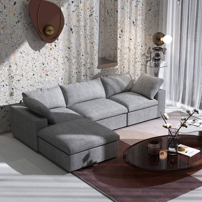 Minimalist Modern Upholstered Sofa Down Filled Sectional Modular Couch Cloud Sofa.