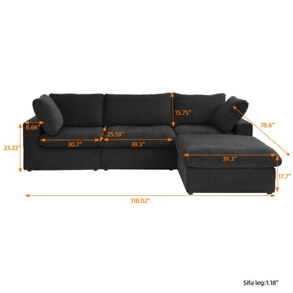 Minimalist Modern Upholstered Sofa Down Filled Sectional Modular Couch Cloud Sofa.